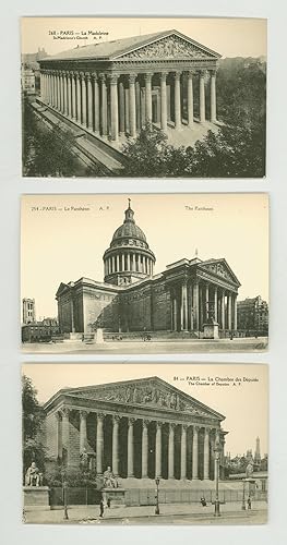 3 Post Cards of Grand Public Architecture from Paris, circa 1906, Photogravures of Le Pantheon, L...