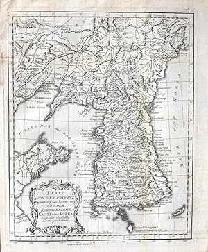 Karte von der Provinz Quantong oder Lyau-tong und dem Koenigreiche Kau-Li oder Korea. Nach der En...