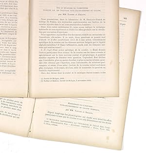 Lot de 2 fascicules publiés en 1900 (C.R. Société de Biologie, séance du 3 novembre 1900 et séanc...
