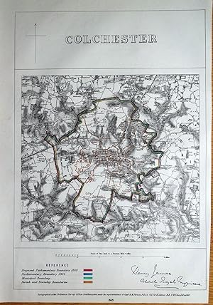 COLCHESTER ESSEX, Wivenhoe, Ardleigh, Fordham Heath Original Antique Map 1868