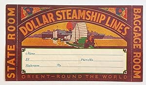 Original Vintage Luggage Label - Dollar Steamship Line: Orient - Round the World