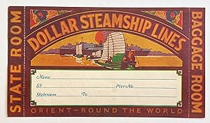 Original Vintage Luggage Label - Dollar Steamship Line: Orient - Round the World