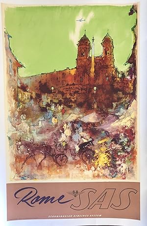 ROME. SAS Scandinavian Airlines System. 1959.(Original Vintage Poster)