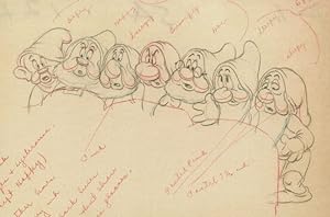 Snow White & The Seven Dwarfs In Bed Storyboard Painting Postcard