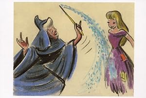 Cinderella & Wicked Witch Magic Wand Film Painting Storyboard Postcard
