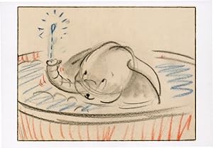 Dumbo Takes A Bath Original Storyboard Painting Film Movie Postcard