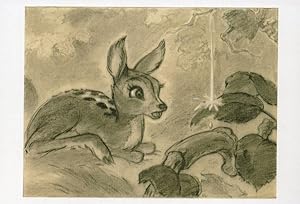 Bambi Water Trickling Walt Disney Storyboard Painting Film Postcard
