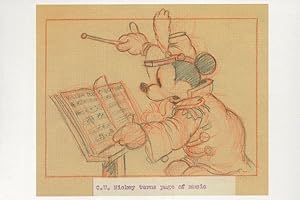 Micky Mouse as Orchestra Band Concert Leader Walt Disney Cartoon Postcard