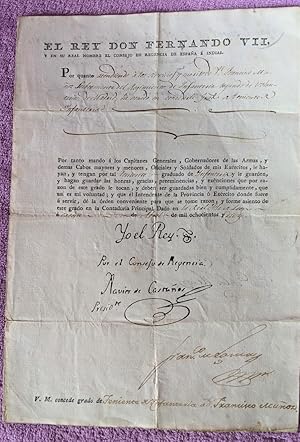 DOCUMENTO OFICIAL, REY FERNANDO VII, FCO JAVIER CASTAÑOS, JOAQUIN BLAKE 1810