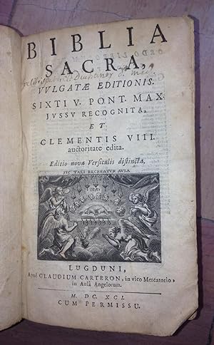 Biblia Sacra, Vulgatae Editionis. Sixti V. Pont. Max Jussu Recognita, et Clementis VIII. Auctorit...