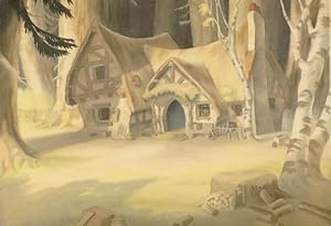 Snow White & The Seven Dwarfes Cottage Film Painting Postcard