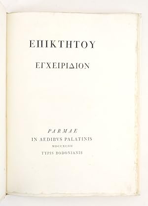 [In Greek]: EPIKETOU ENCHEIRIDION. [In Italian]: MANUALE DI EPITTETO