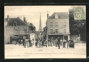 Carte postale Pithiviers, Cafe de la Porte d`Orléans, La Place Duhamel du Monceau et Rue de la Co...