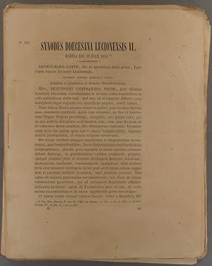 Synodus dioecesana Lucionensis VI, habita die 18 Julii 1854. (En latin). Suivi de : Decreta edita...