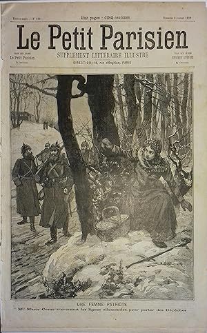Le Petit Parisien - Supplément littéraire illustré N° 466 : Melle Marie Cosne traversant les lign...