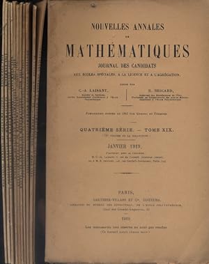 Nouvelles annales de mathématiques. Année 1919. Quatrième série, tome 19.