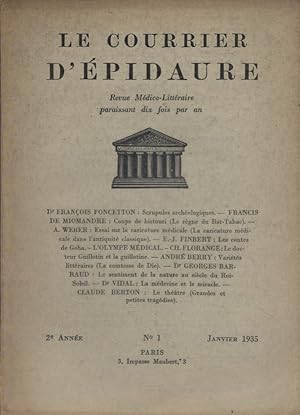Le Courrier d'Epidaure 1935 N° 1. Janvier 1935.