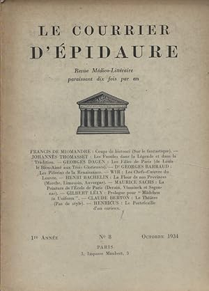 Le Courrier d'Epidaure 1934 N° 8. Octobre 1934.