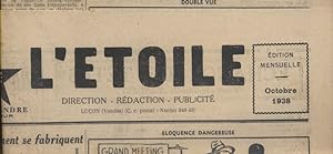 Journal de l'Etoile. Gazette du foyer des provinces de l'Ouest. Octobre 1938. Mensuel dirigé par ...
