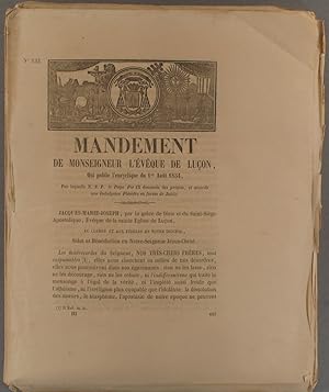 Mandement de Monseigneur l'évêque de Luçon, qui publie l'encyclique du 1er août 1854, par laquell...