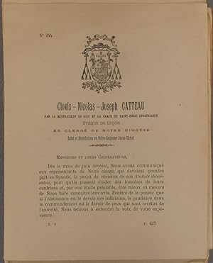 Lettre circulaire sur la révision des statuts diocésains. 21 novembre 1897.