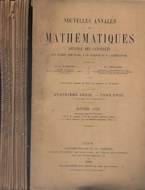 Nouvelles annales de mathématiques. Année 1918. Quatrième série, tome 18.