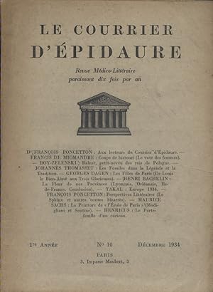 Le Courrier d'Epidaure 1934 N° 10. Décembre 1934.