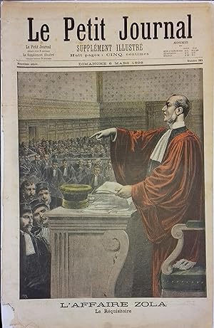 Le Petit journal - Supplément illustré N° 381 : L'affaire Zola : Le réquisitoire (Gravure en prem...