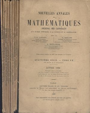 Nouvelles annales de mathématiques. Année 1920 incomplète (il manque le fascicule de décembre). Q...