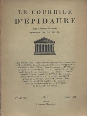 Le Courrier d'Epidaure 1934 N° 3. Mars 1934.