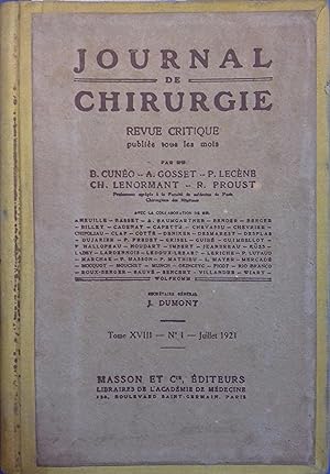 Journal de chirurgie. Revue critique mensuelle. tome XVIII. N° 1.
