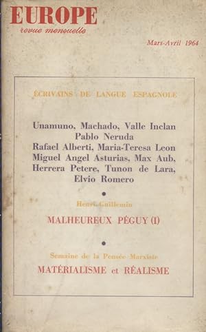 Europe N° 419-420. Ecrivains de langue espagnole - Malheureux Péguy (I) . Mars-Avril 1964.