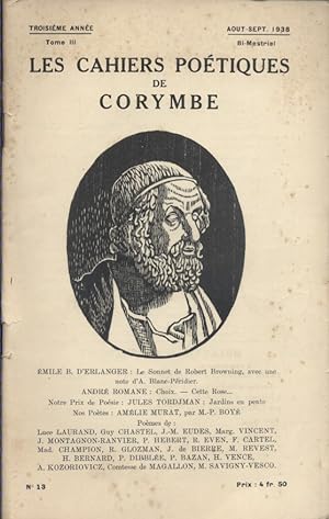 Les cahiers poétiques de Corymbe. N° 13. Troisième année. Emile B. d'Erlanger, le sonnet de Rober...