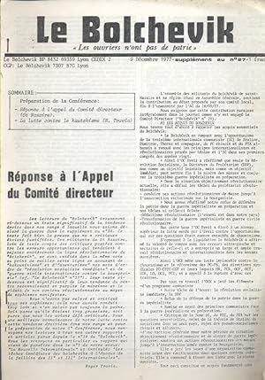 Le Bolchevik supplément au N° 27. Journal communiste marxiste-léniniste.