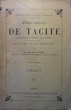 Oeuvres complètes de Tacite. Tome premier seul : Annales. (Avec le texte latin). Fin XIXe. Vers 1...