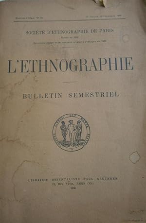 L'ethnographie. Bulletin semestriel. 15 juillet-15 décembre 1936.