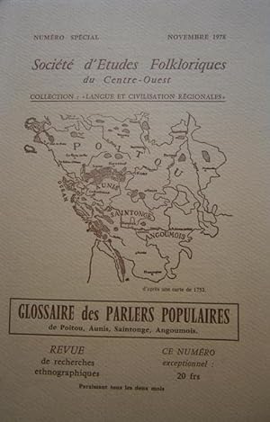 Société d'Etudes Folkloriques du Centre-Ouest, numéro spécial : Glossaire des parlers populaires....