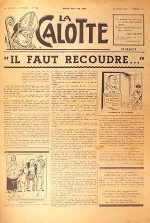 La Calotte. Mensuel. N° 45 (4e série). Directeur, rédacteur, imprimeur :André Lorulot. Janvier 1959.