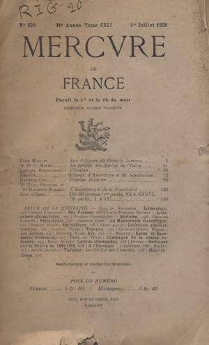 Mercure de France N° 529. 1er juillet 1920.