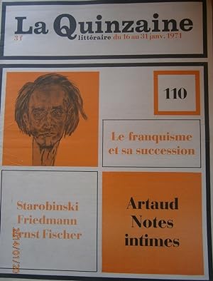La Quinzaine Littéraire N° 110. Janvier 1971.