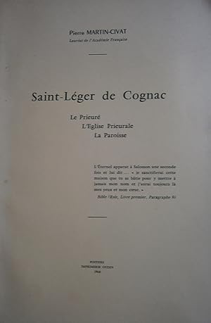 Saint-Léger de Cognac. Le prieuré, l'église paroissiale, la paroisse.