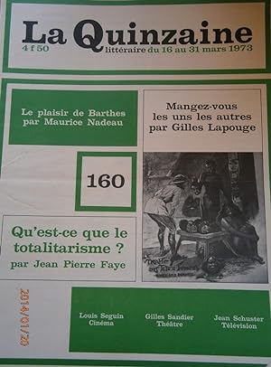 La Quinzaine Littéraire N° 160. Mars 1973.