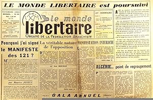 Le Monde libertaire N° 64. Organe de la Fédération anarchiste. Mensuel. Le Monde libertaire est p...