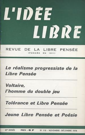 L'idée libre. 1978. N° 118. Revue de la libre pensée. Novembre-décembre 1978.