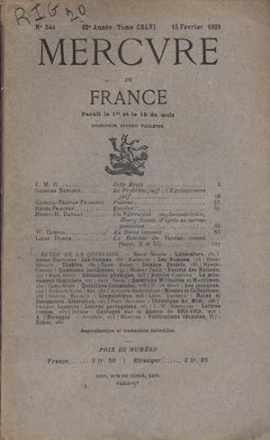 Mercure de France N° 544. 15 février 1921.