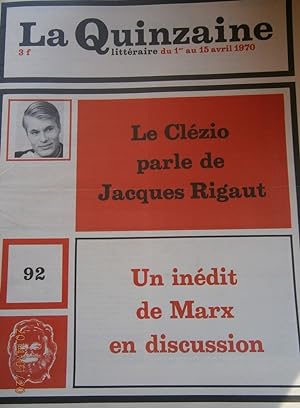 La Quinzaine Littéraire N° 92. Avril 1970.