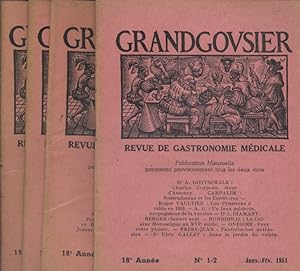 Grandgousier 1951. Numéros 1 à 8. Année incomplète (4 numéros sur 5). Revue de gastronomie médica...