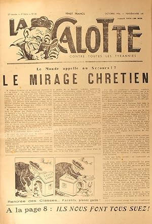 La Calotte. Mensuel. N° 20 (4e série). Directeur, rédacteur, imprimeur : André Lorulot. Octobre 1...