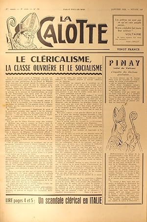 La Calotte. Mensuel. N° 34 (4e série). Directeur, rédacteur, imprimeur :André Lorulot. Janvier 1958.