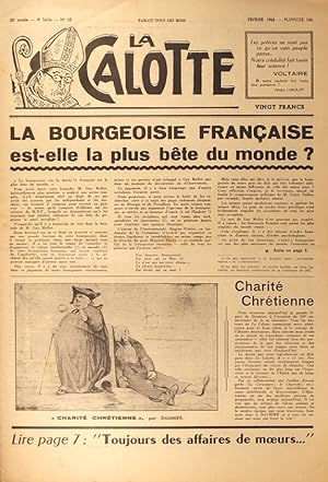 La Calotte. Mensuel. N° 35 (4e série). Directeur, rédacteur, imprimeur :André Lorulot. Février 1958.